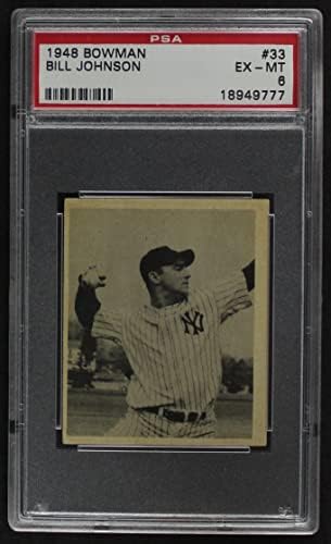 1948 Боуман 33 Били Джонсън Ню Йорк Янкис (Бейзболна картичка) PSA PSA 6.00 Янкис