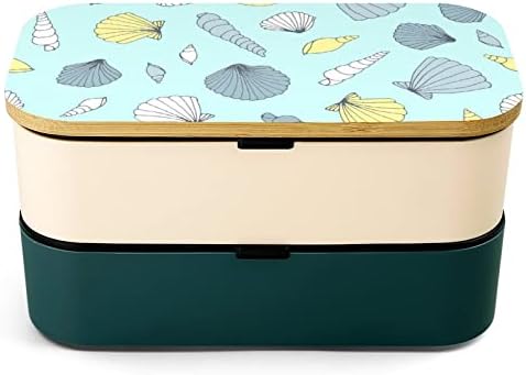 Двуслойни Обяд-бокс Bento с Шарките на Морската мивки с Набор от ястия Штабелируемый Контейнер за Обяд включва 2 Контейнера