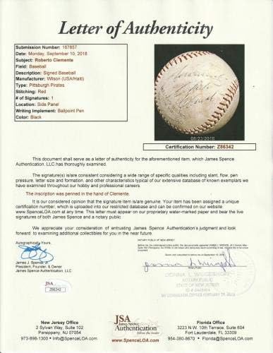 Роберто Клементе - Бейзболен Сингъл с Автограф от JSA COA Pittsburgh Pirates - Бейзболни топки с автографи