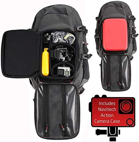 Раница за екшън камери Navitech и Червен Калъф за съхранение с вградено нагрудным колан - Съвместим с екшън камера ACTMAN