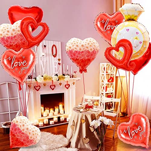 Балони от фолио във формата на сърце за Украса на парти за Свети Валентин с Кольцевым Въздушно Топка, балони ОБИЧАМ ТЕ, Майларовыми Балони във формата на сърце с едн